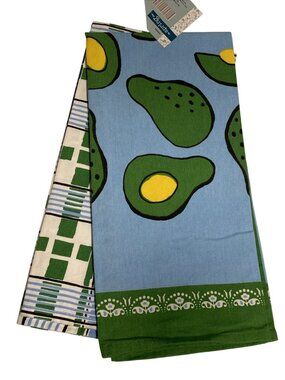 LOT of 2 Kitchen Tea Towels Pop Art Style Avocados Set FUN Blue Green NEW NWT